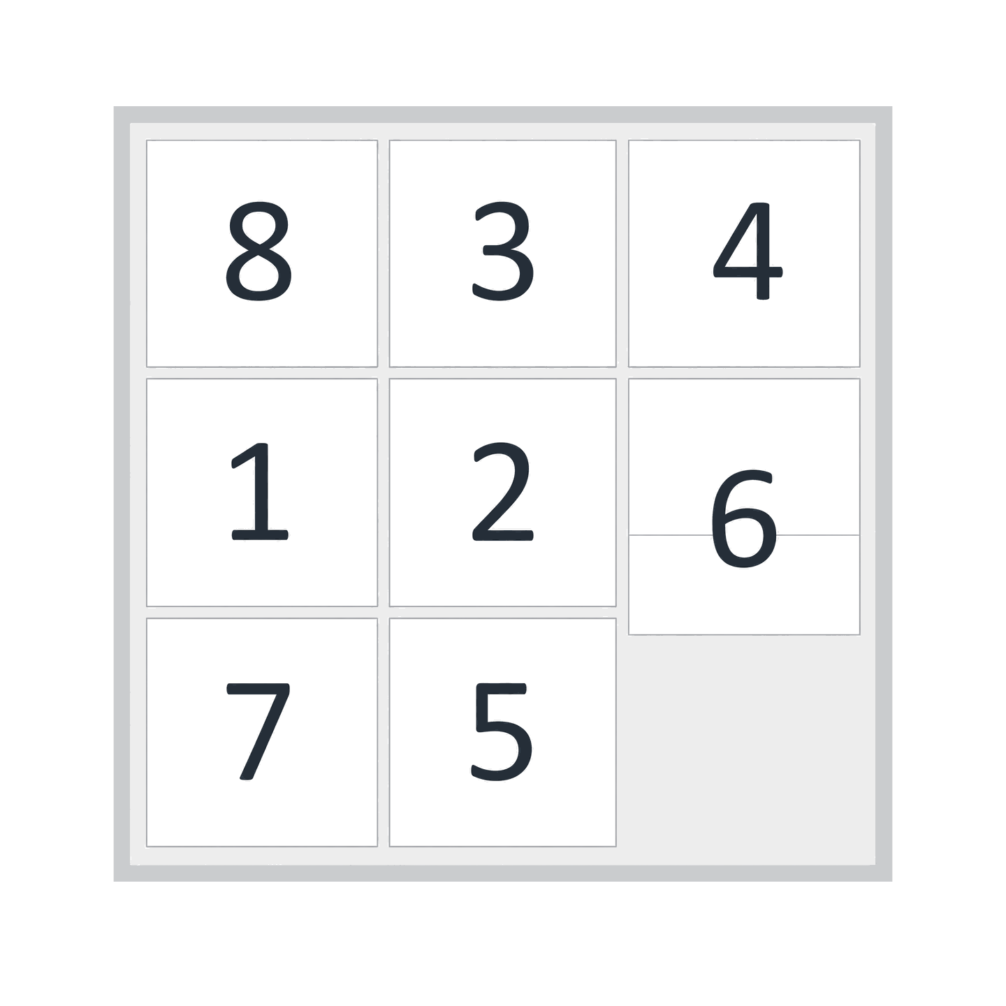 Schiebepuzzle mit nummerierten Kacheln und freier Leerstelle als Sinnbild für Handlungsspielräume
