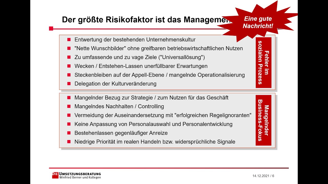 Culture Change - Teil 3 Warum viele Anläufe zur Kulturveränderung scheitern