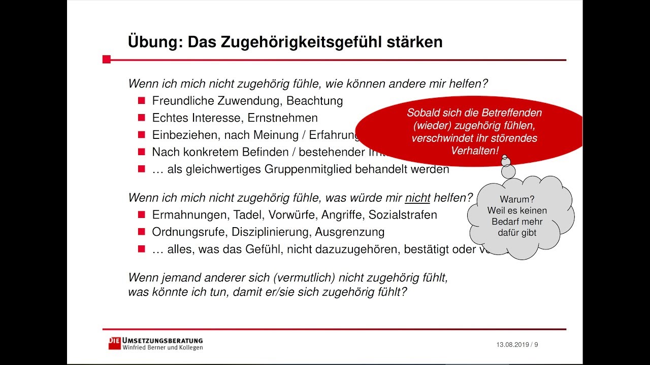 Ermutigende Führung  - Teil 5 Schlüsselrolle des Zugehörigkeitsgefühls