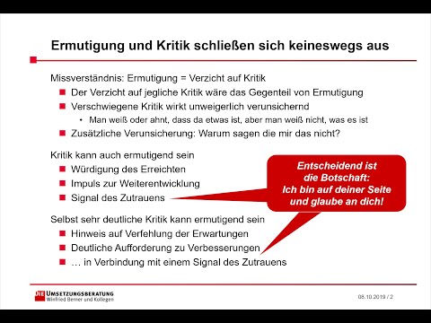 Ermutigende Führung  - Teil 7 Mutige und ermutigende Kritik
