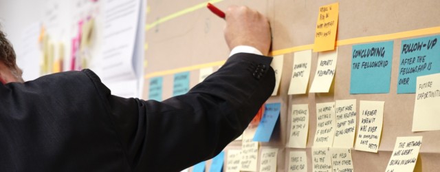 Mann an Scrum Board